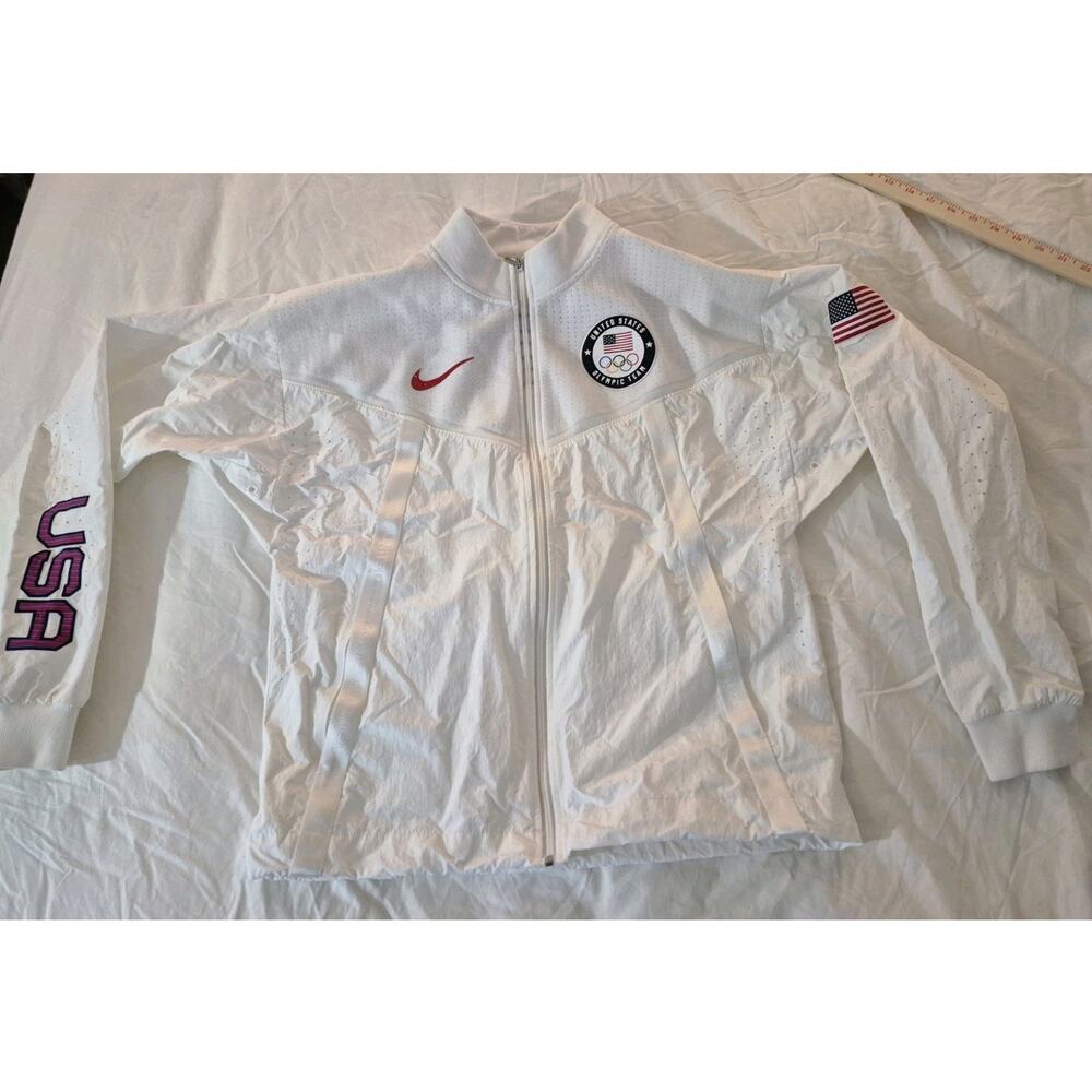 💥 Nike Team USA Jacket Women M White Medal Stand Olympics Windrunner Z2